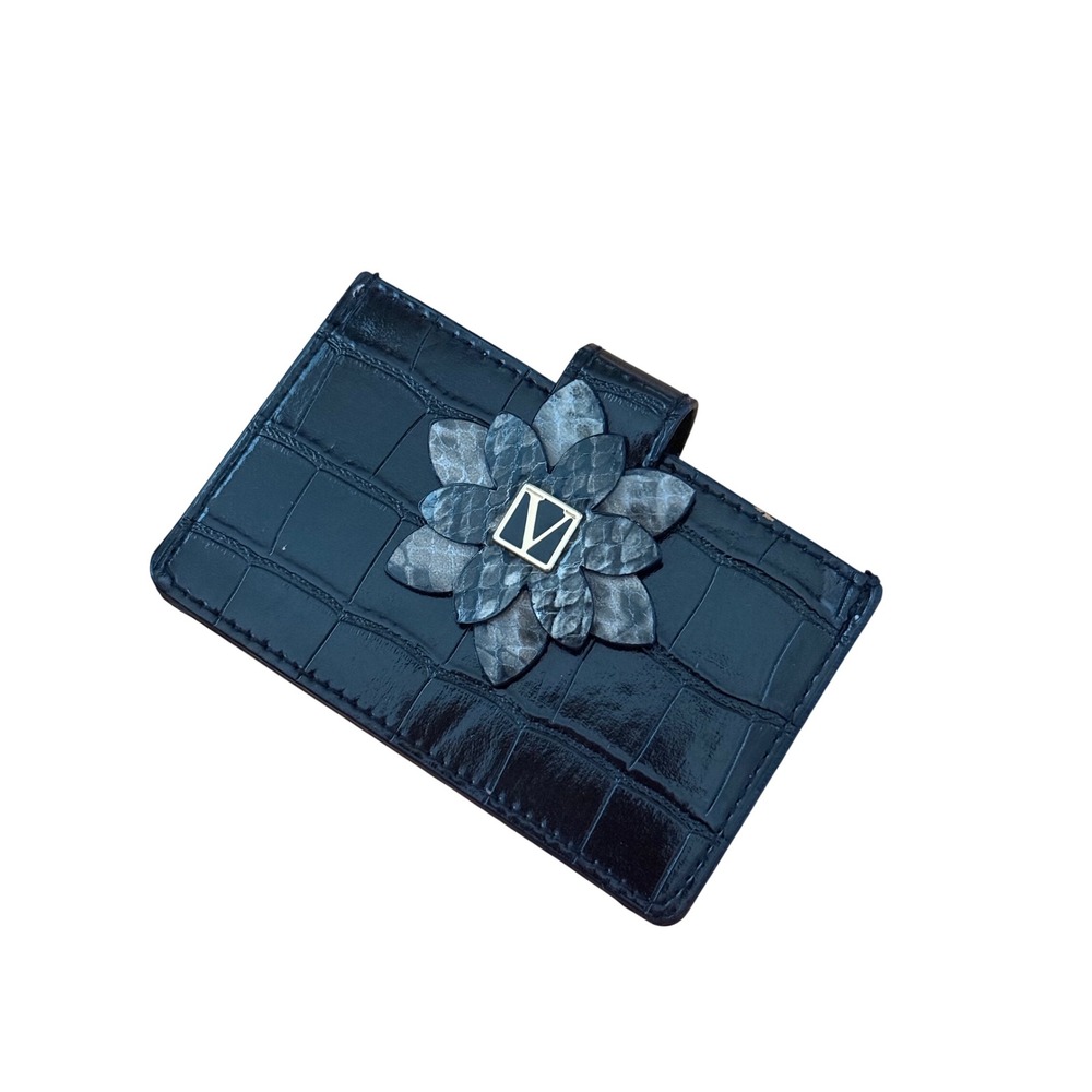 Victoria's Secret Black Accordion Card Case Flower Logo Wallet